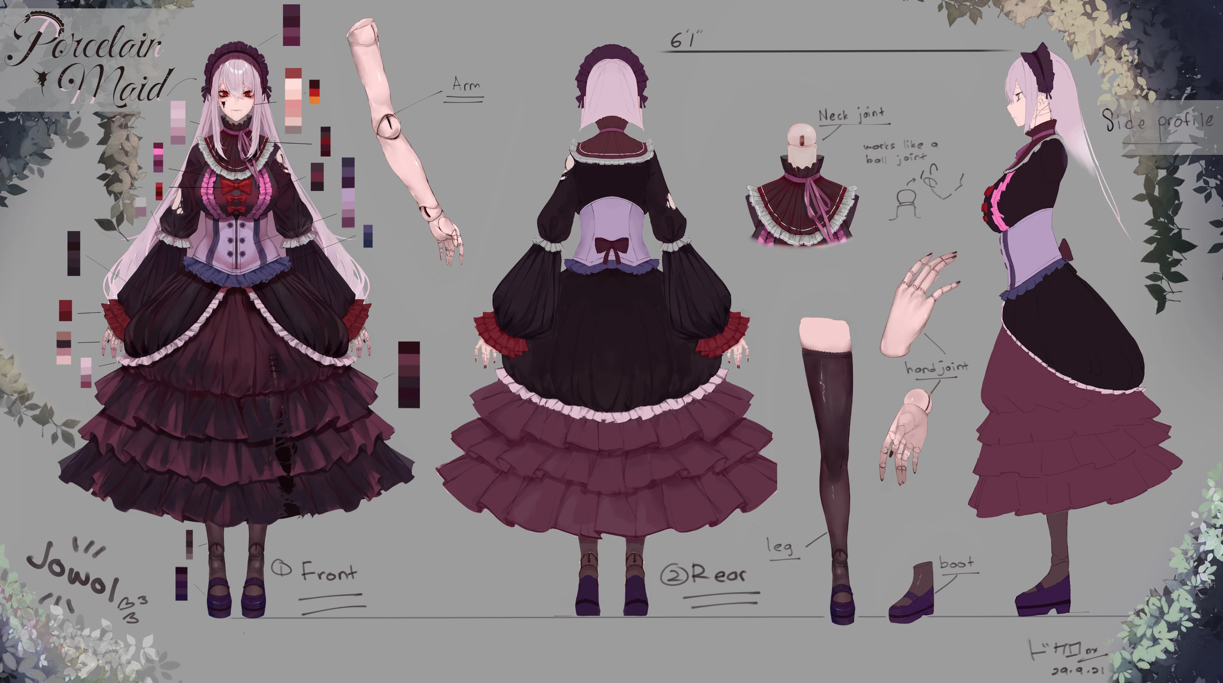 PorcelainMaid Ref Sheet by DokuroDx