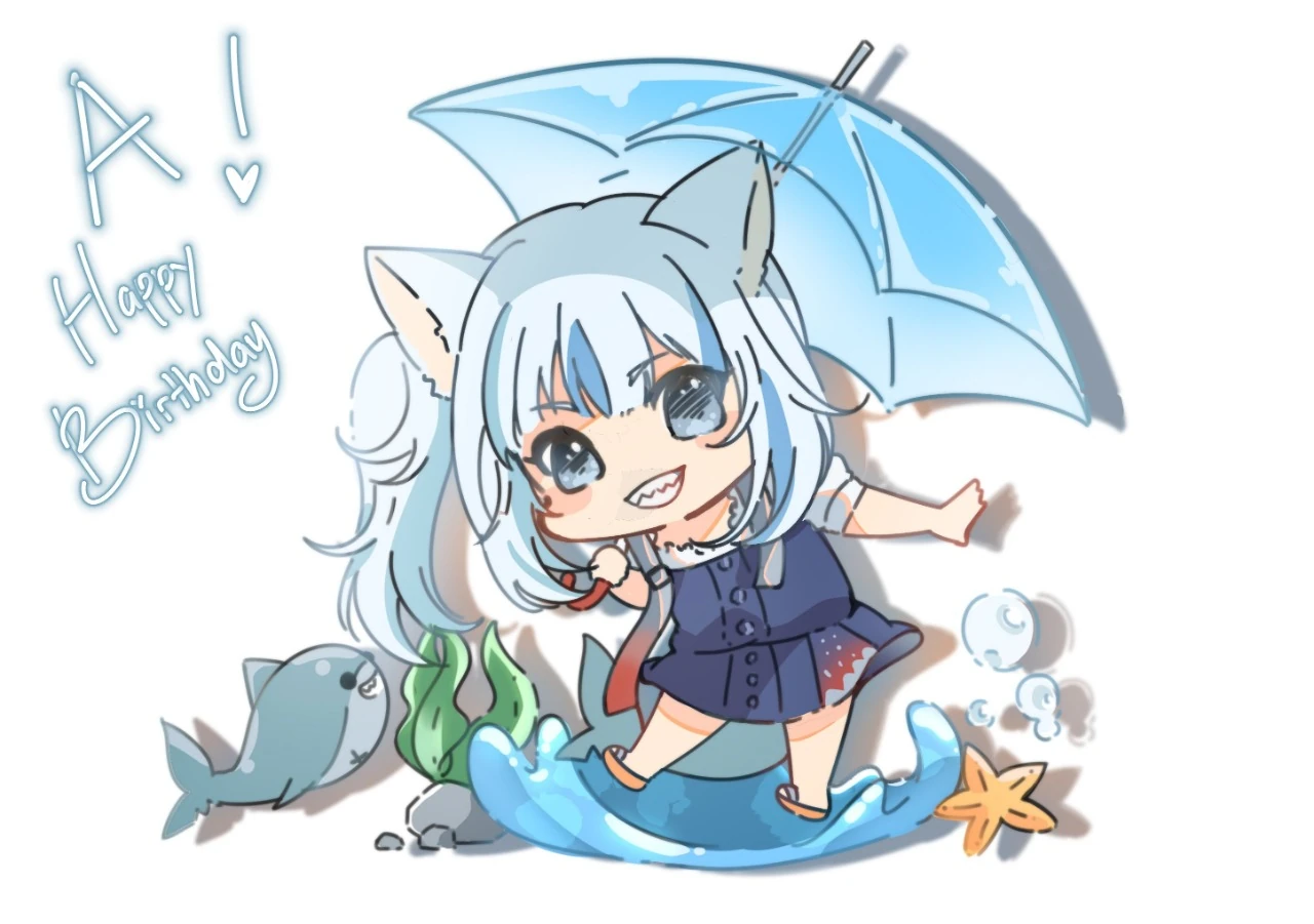 Gawr Gura's Birthday Illustration