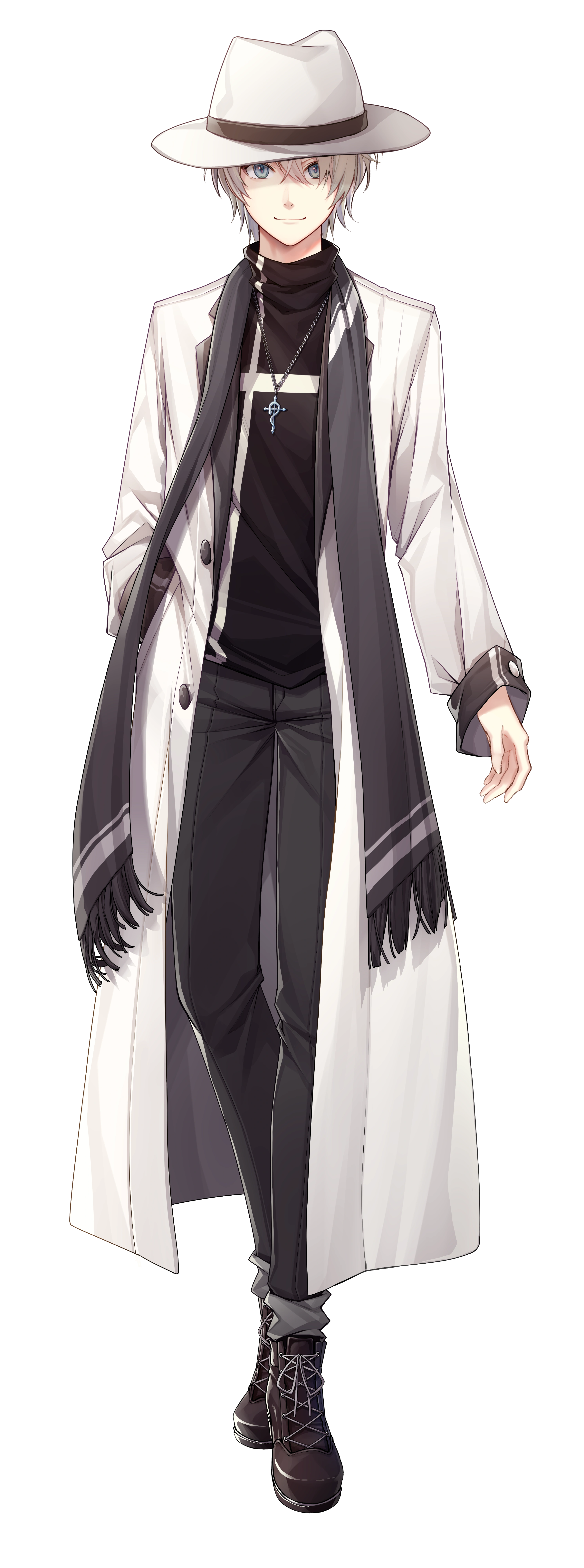 White Overcoat Outfit With Hat