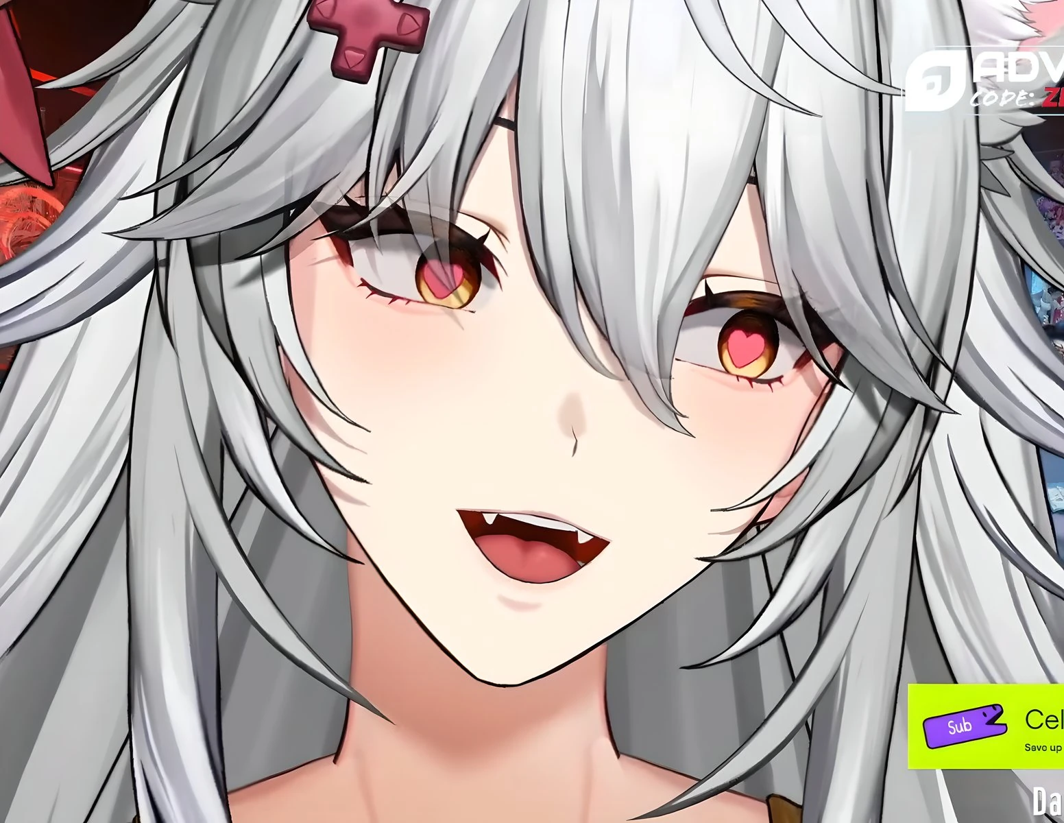 MMO gamer Zentreya face close up with heart eyes