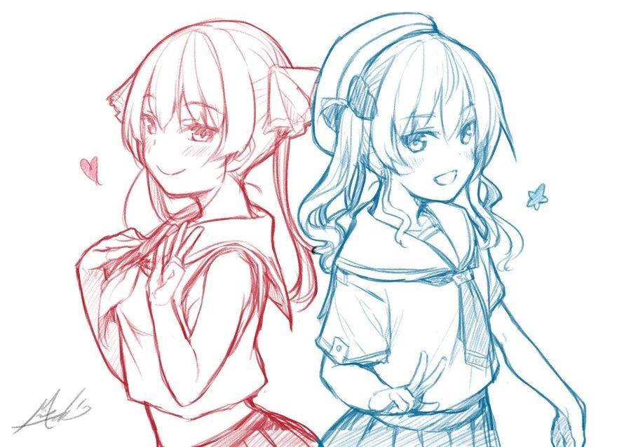 Houshou Marine and Hoshimachi Suisei by Minamura Haruki