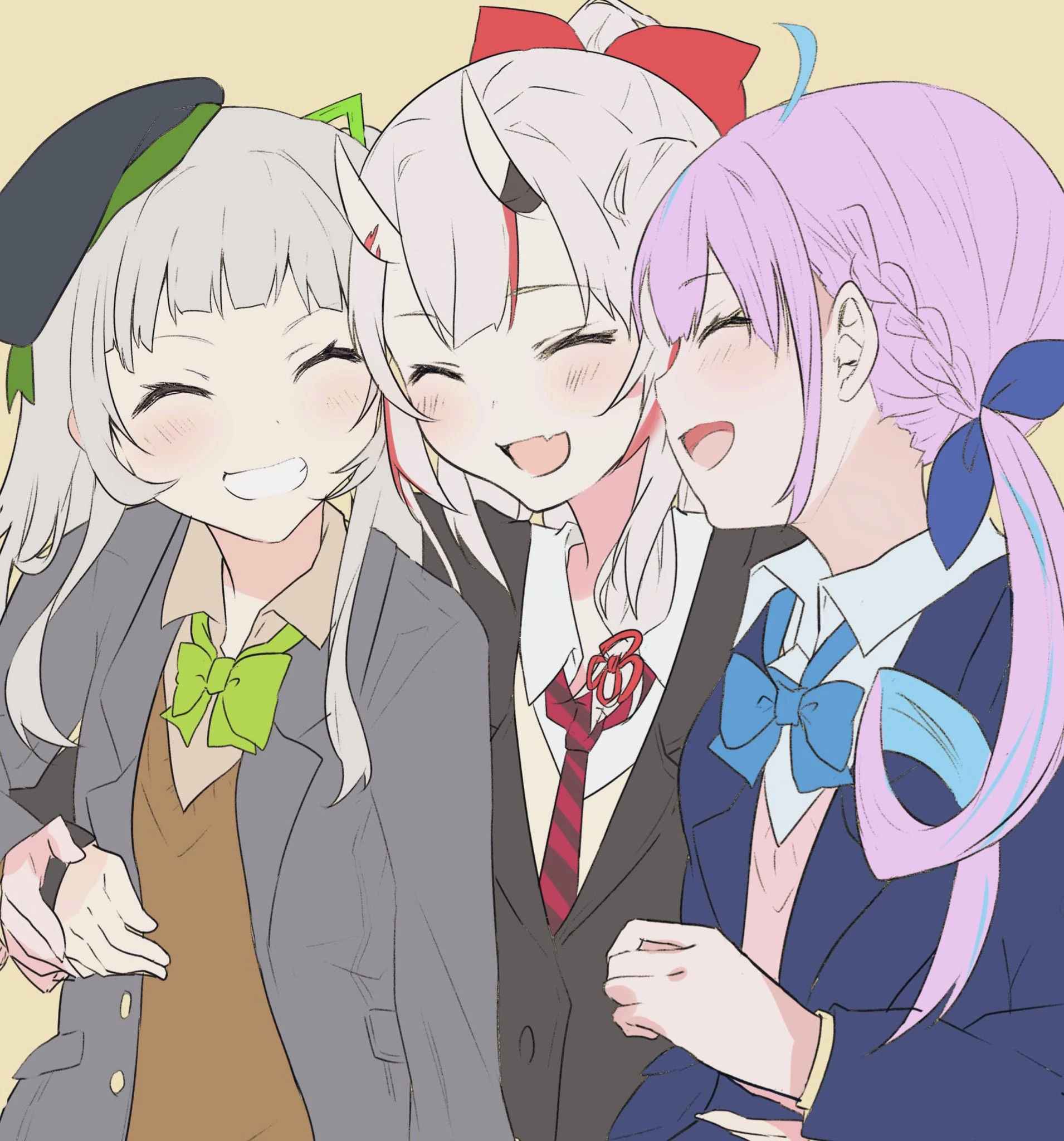 Manji gumi (Nakiri Ayame, Minato Aqua and Murasaki Shion)<br>by Kagura Nana