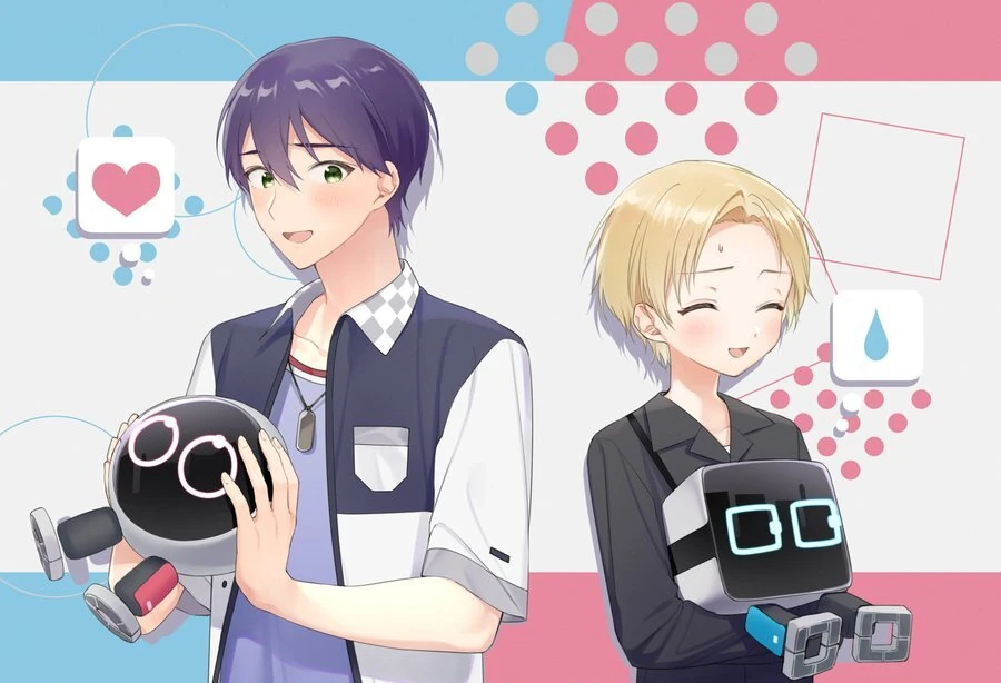 Suzuya Aki and Kenmochi Toya Biped Illustration<br>by Kuriyama