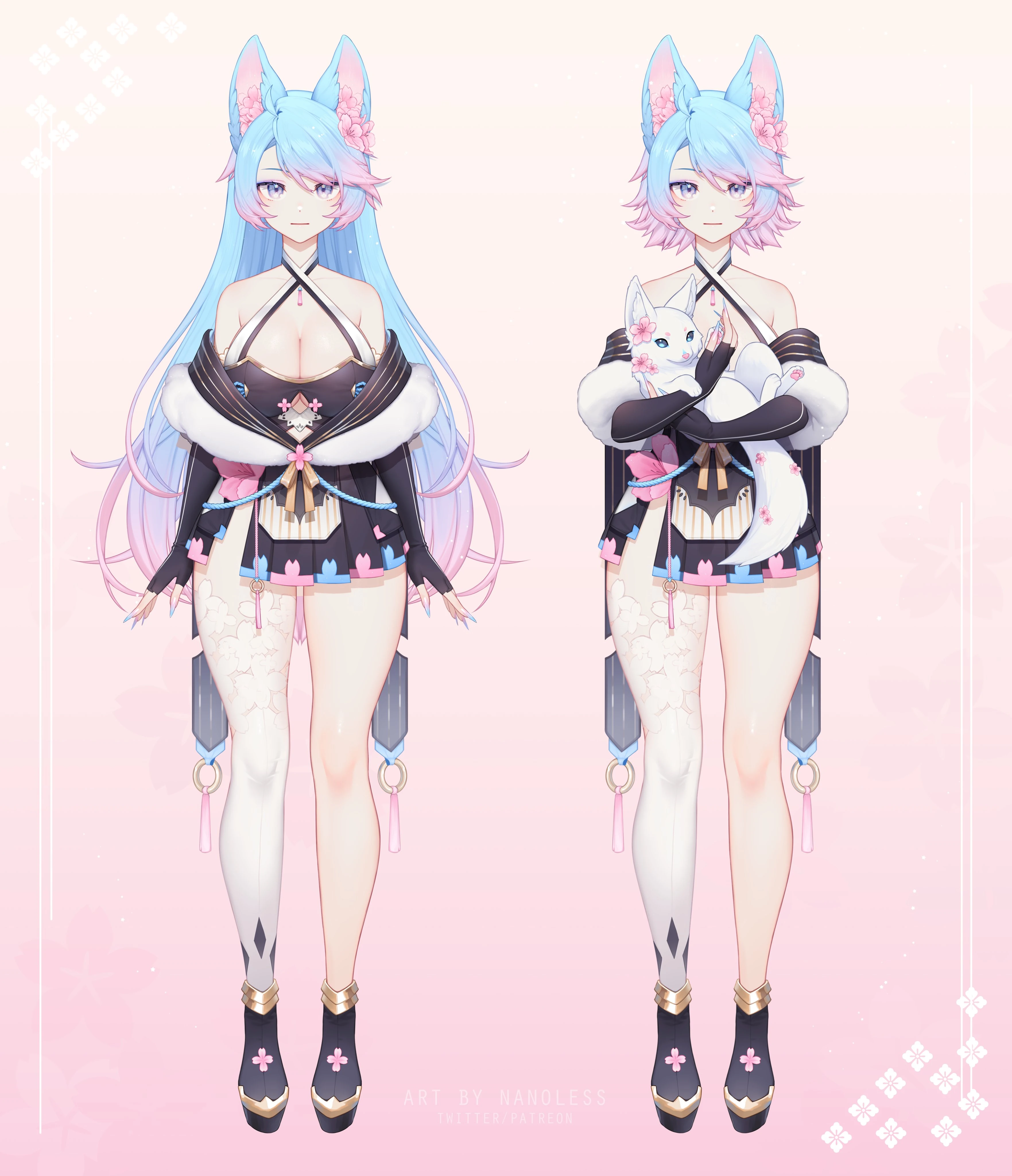 Full body reference sheet for Silvervale's 2D model by Nanoless