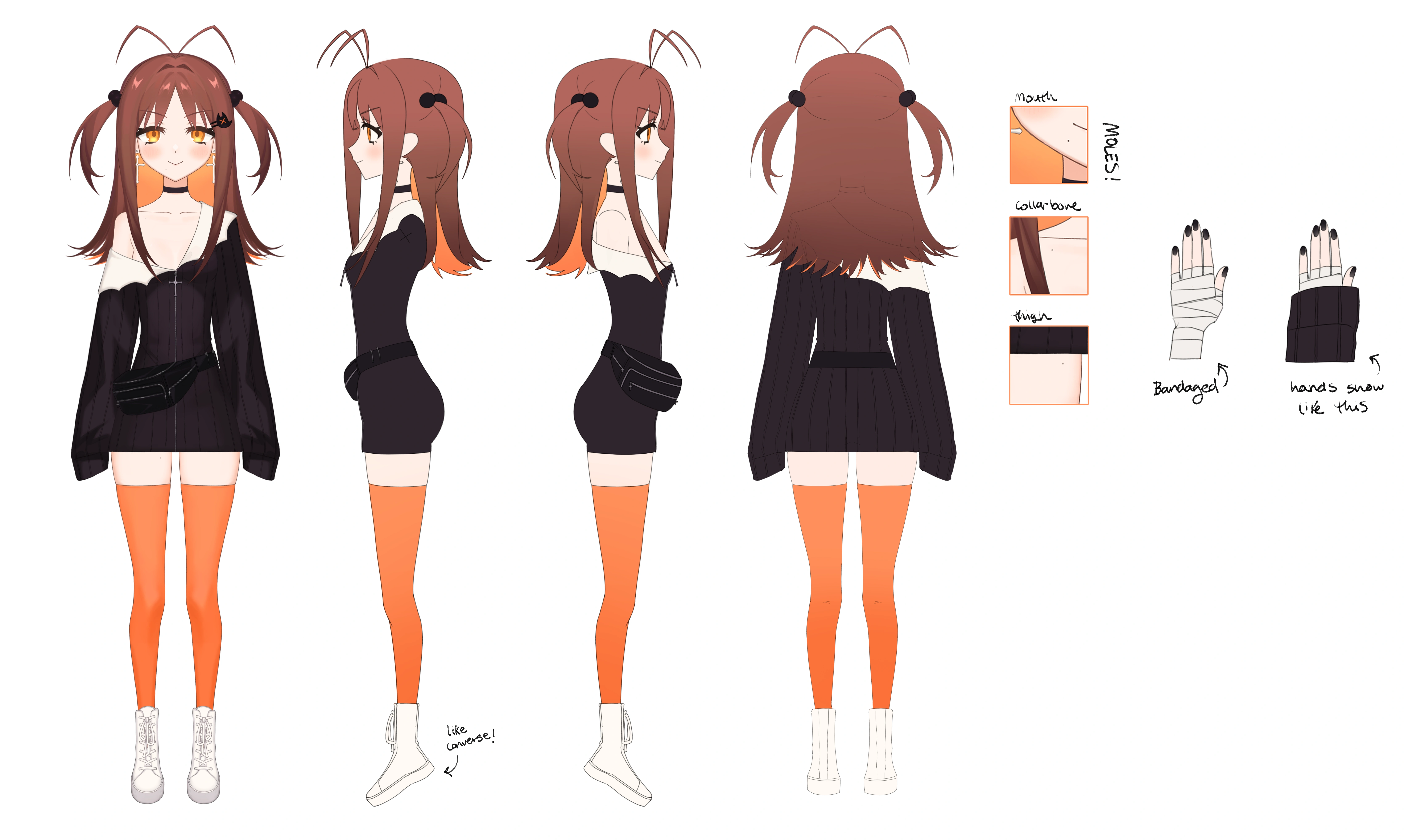 Nino Live2D model reference sheet