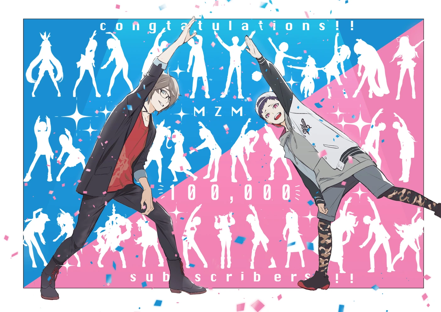 100,000 Subscribers Illustration<br>by [https://x.com/iku_mi193/status/1313109608722960384 Katagiri Ikumi]