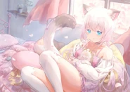 Effie Relaxing with a Cat by @tokaki_