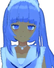 Upper half of Moony in a maid like outfit over a transparent background.