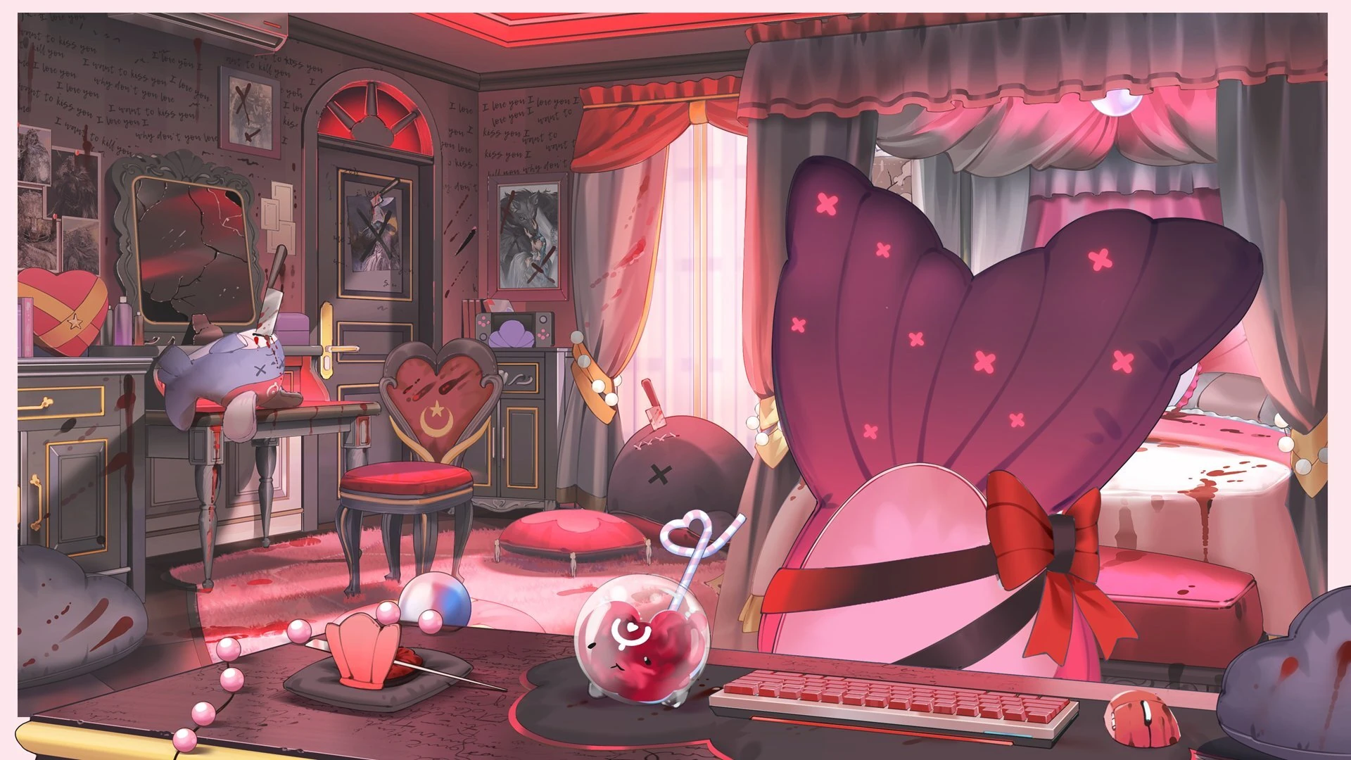 Yandere Bao Room Background With Desk and Chair by Keira