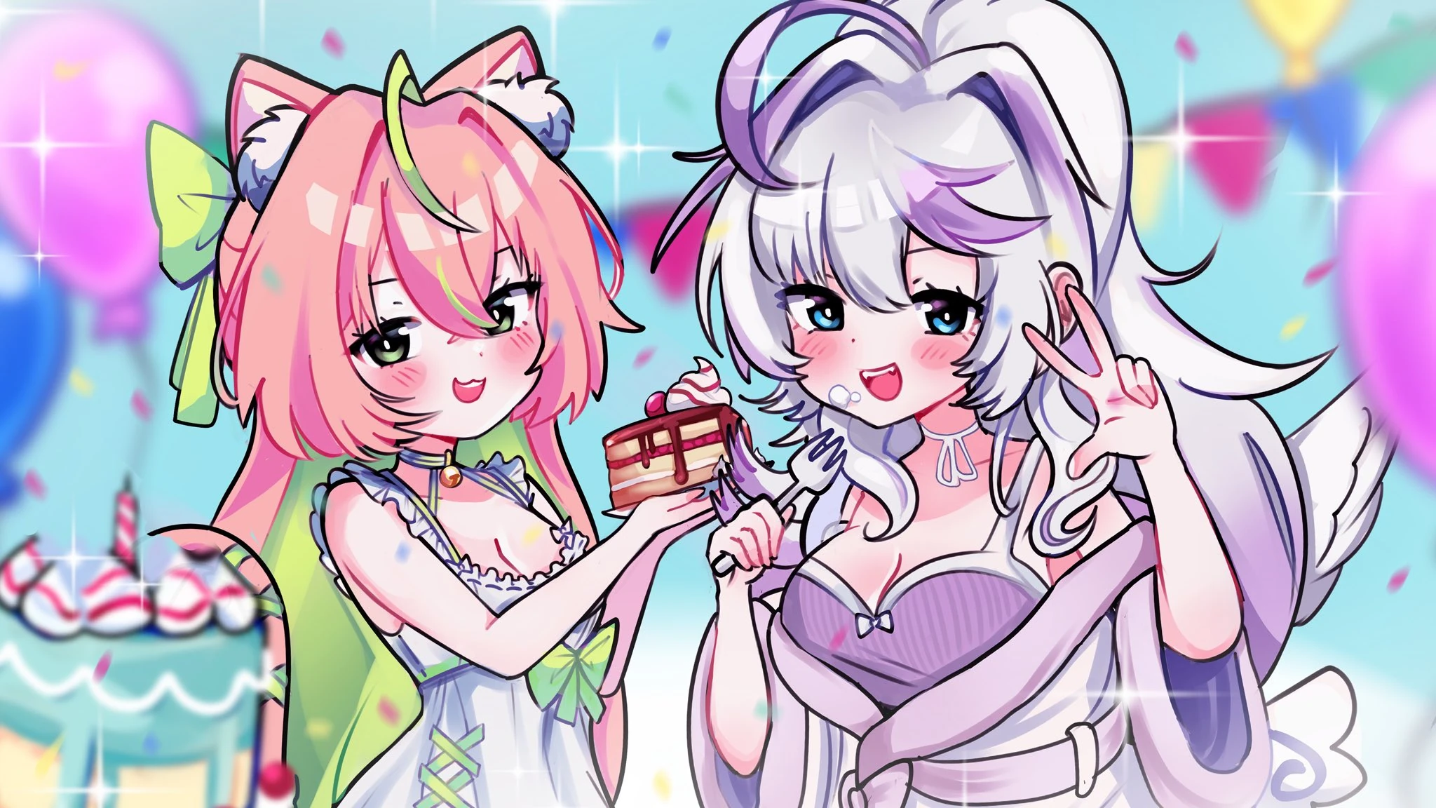 Mia with some cake for Elia Stellaria, by Poko Rakun