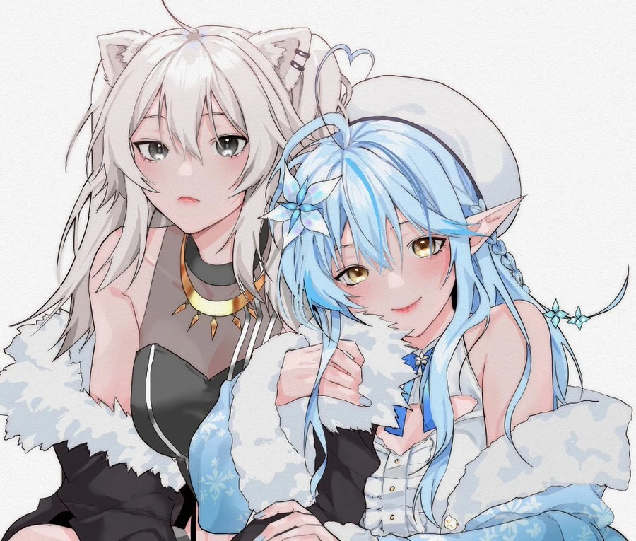 Shishiro Botan and Yukihana Lamy<br>by Hieh