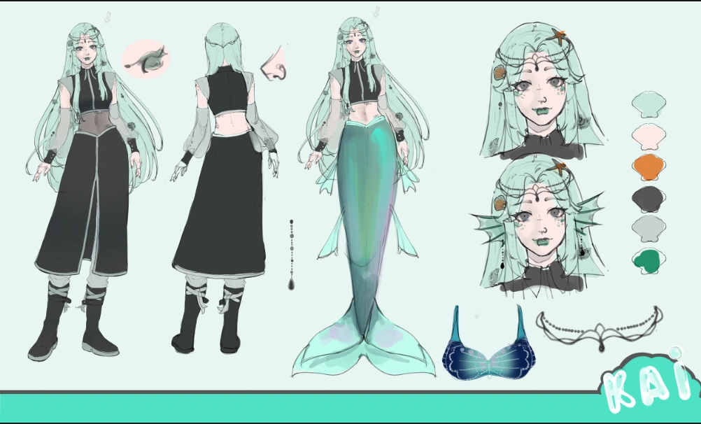 KaiNemone's Reference Sheet. Art by Spaggy.