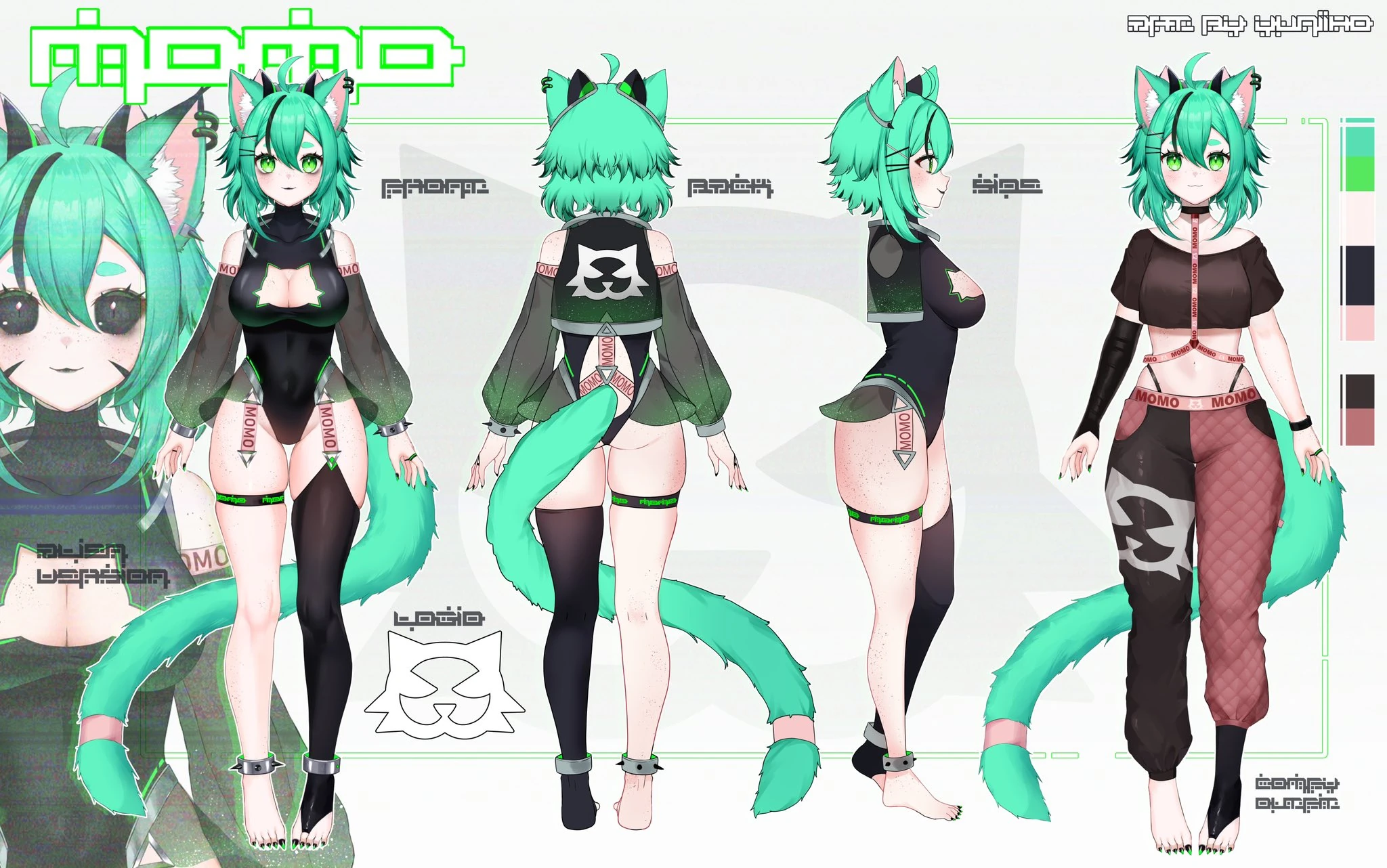 Momo 2D Model Reference Sheet by Yunii