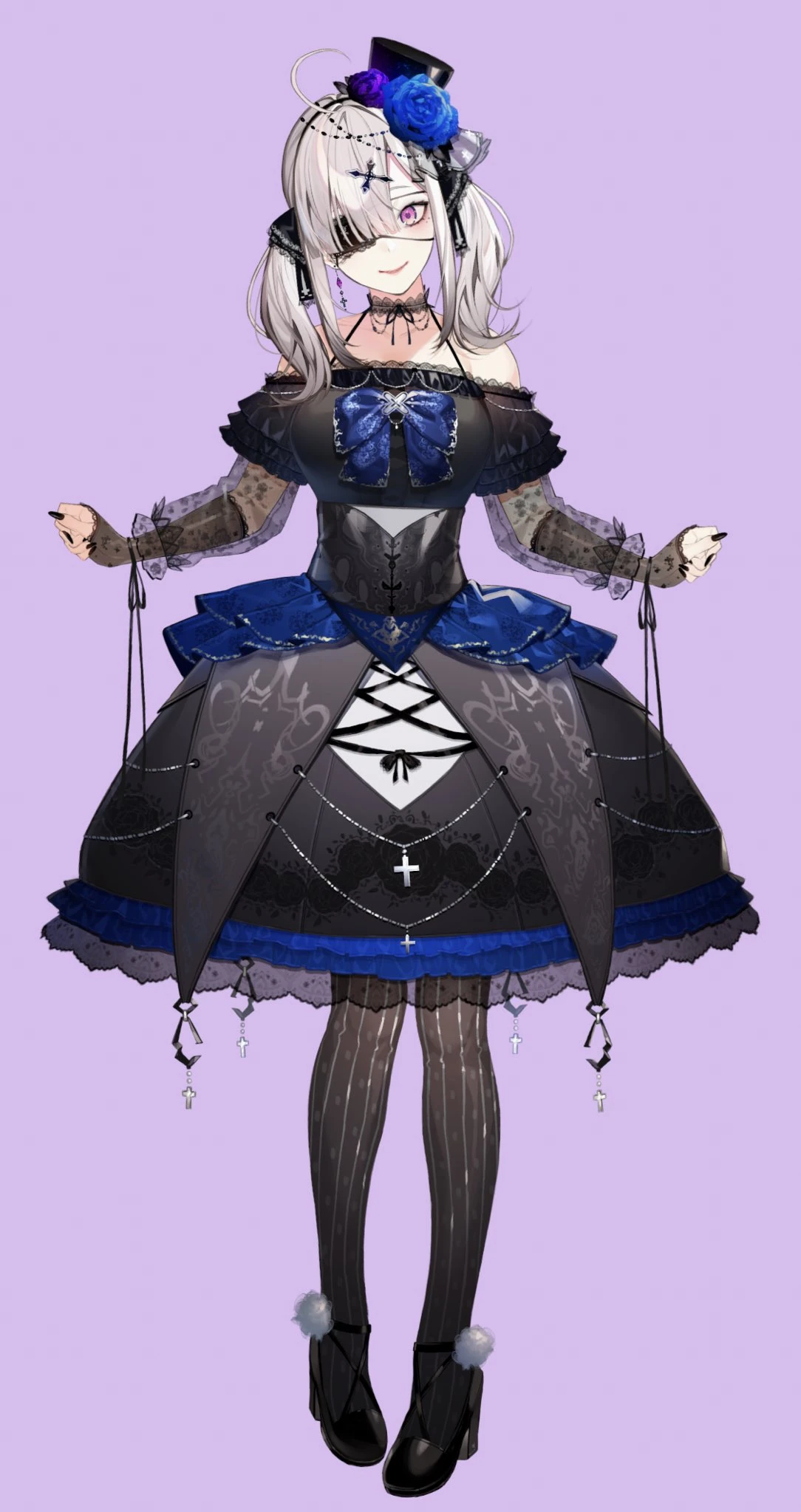 Gothic Lolita Outfit With Regular Hairstyle and Without Umbrella Accessory
