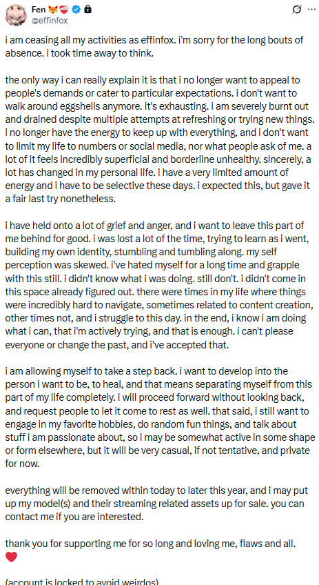 EffinFox Retirement Message