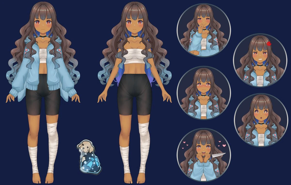 KawaiiKiller Live2d Model Reference Sheet by Cuwiie