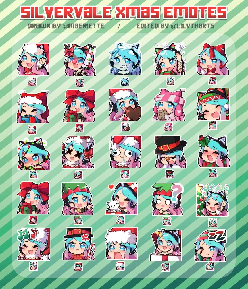 Silvervale christmas Emotes by LilythArts