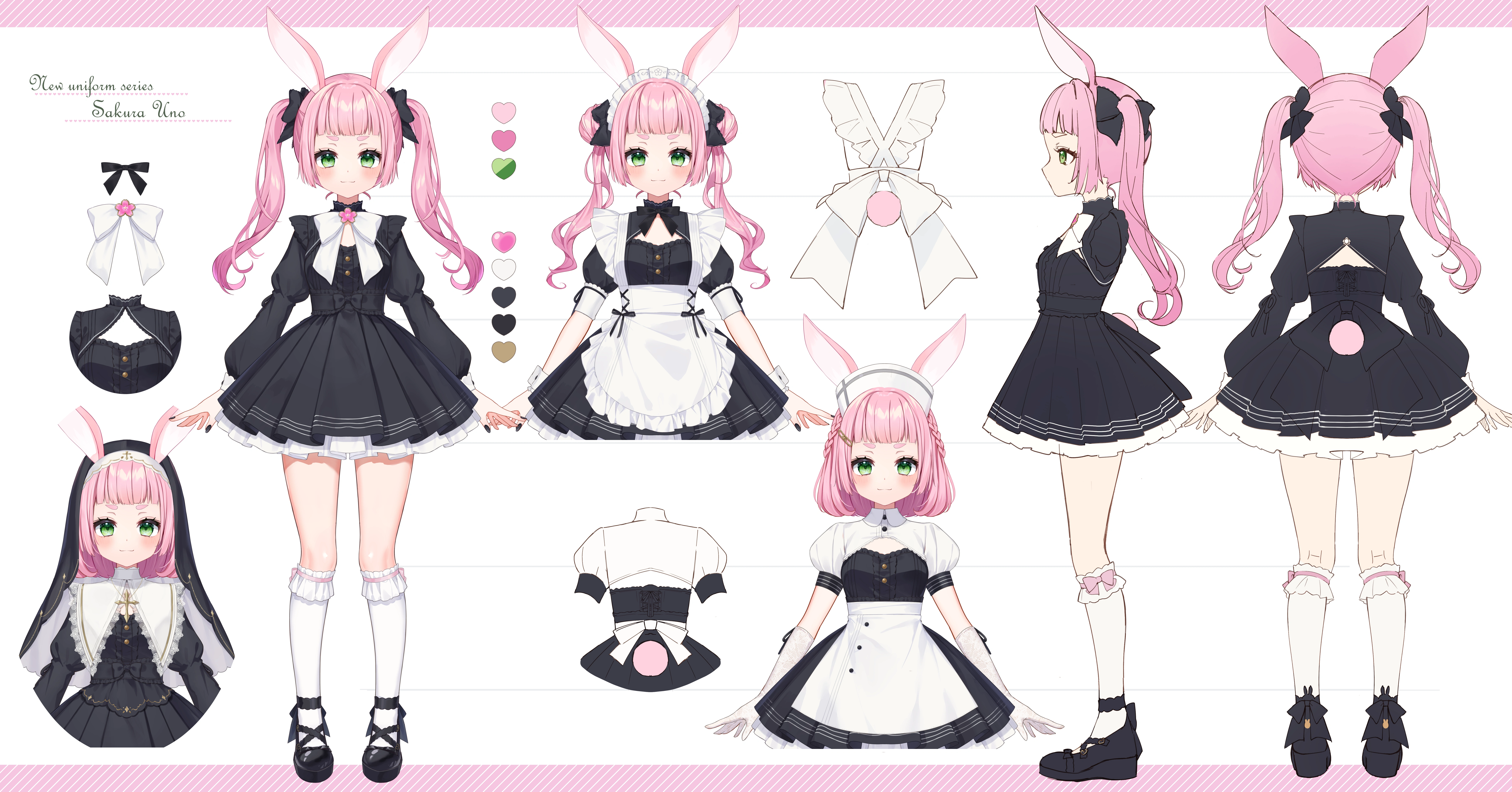 8th 2D Costume (Uniform/Maid/Nun) Reference Sheet