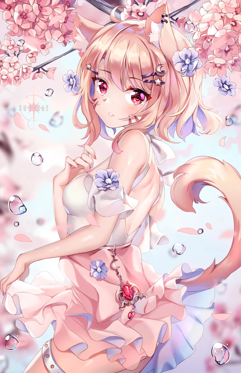 Shyrei around flowers