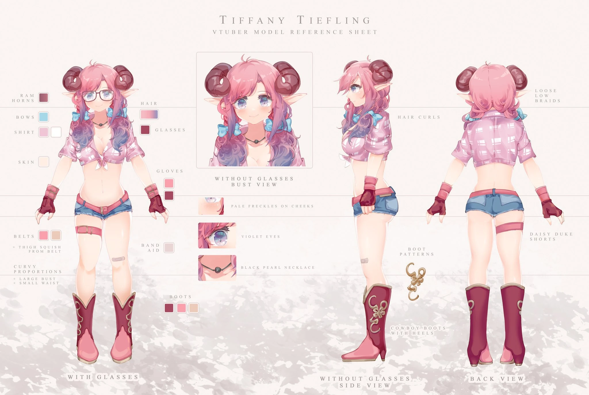 Old Tiffany Tiefling Reference Sheet by Fenrishion