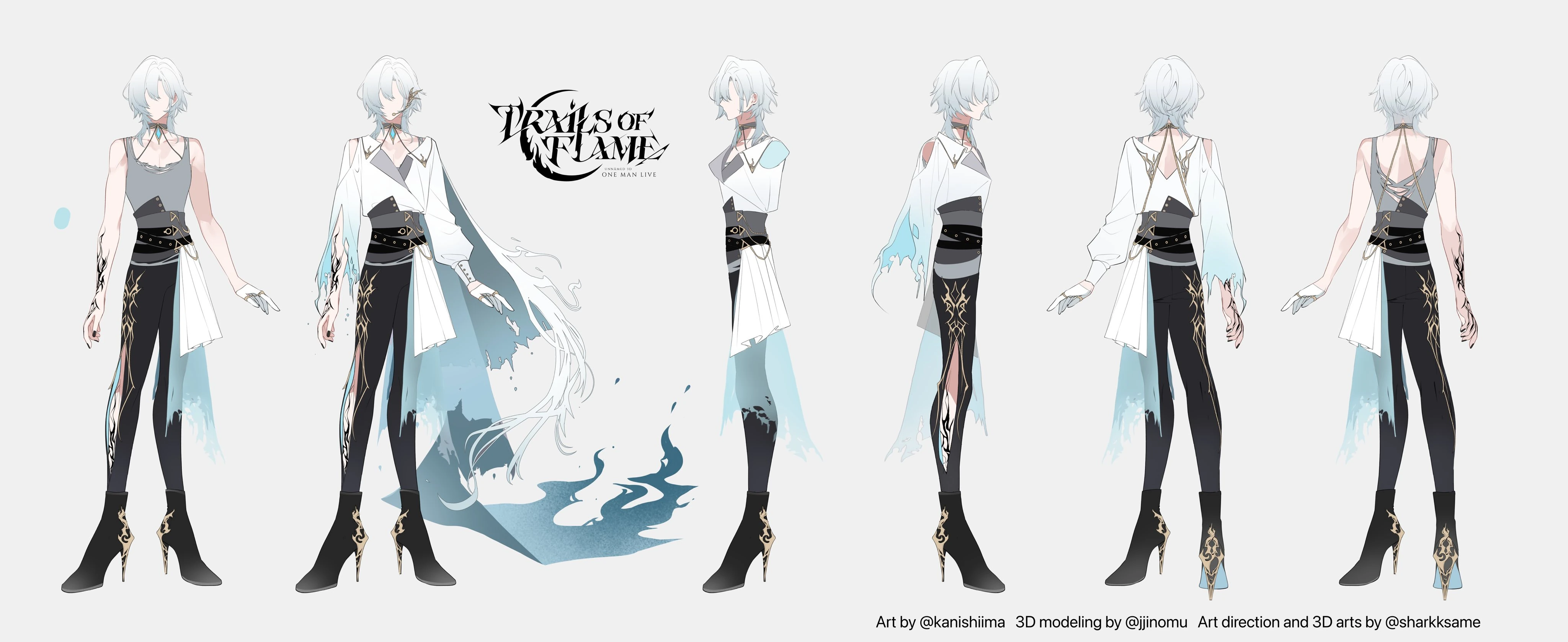 Trails of Flame 3D outfit reference sheet (Shiro ver.)