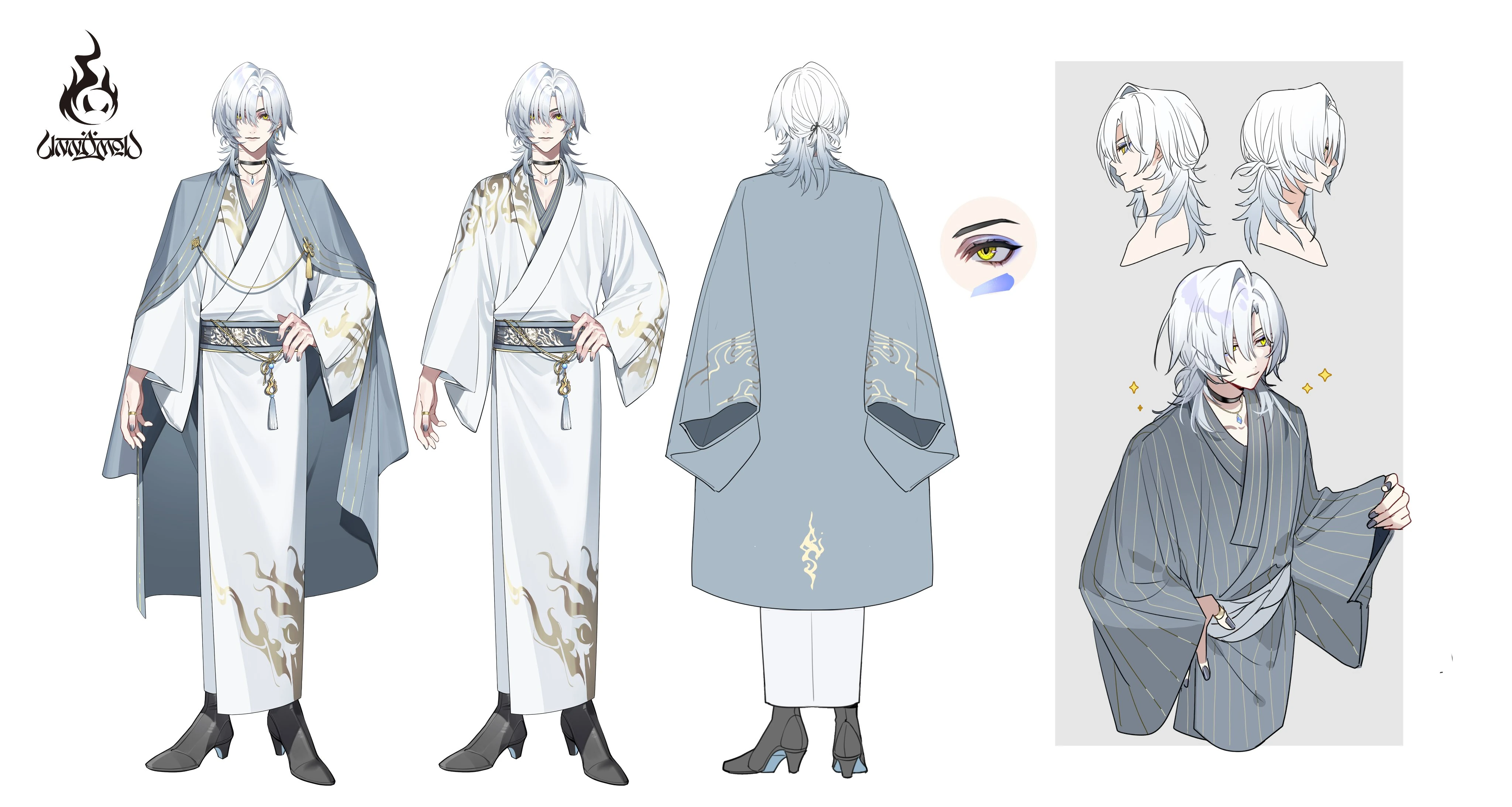 Yōkai outfit (Shiro ver.) Reference Sheet by Kanishiima