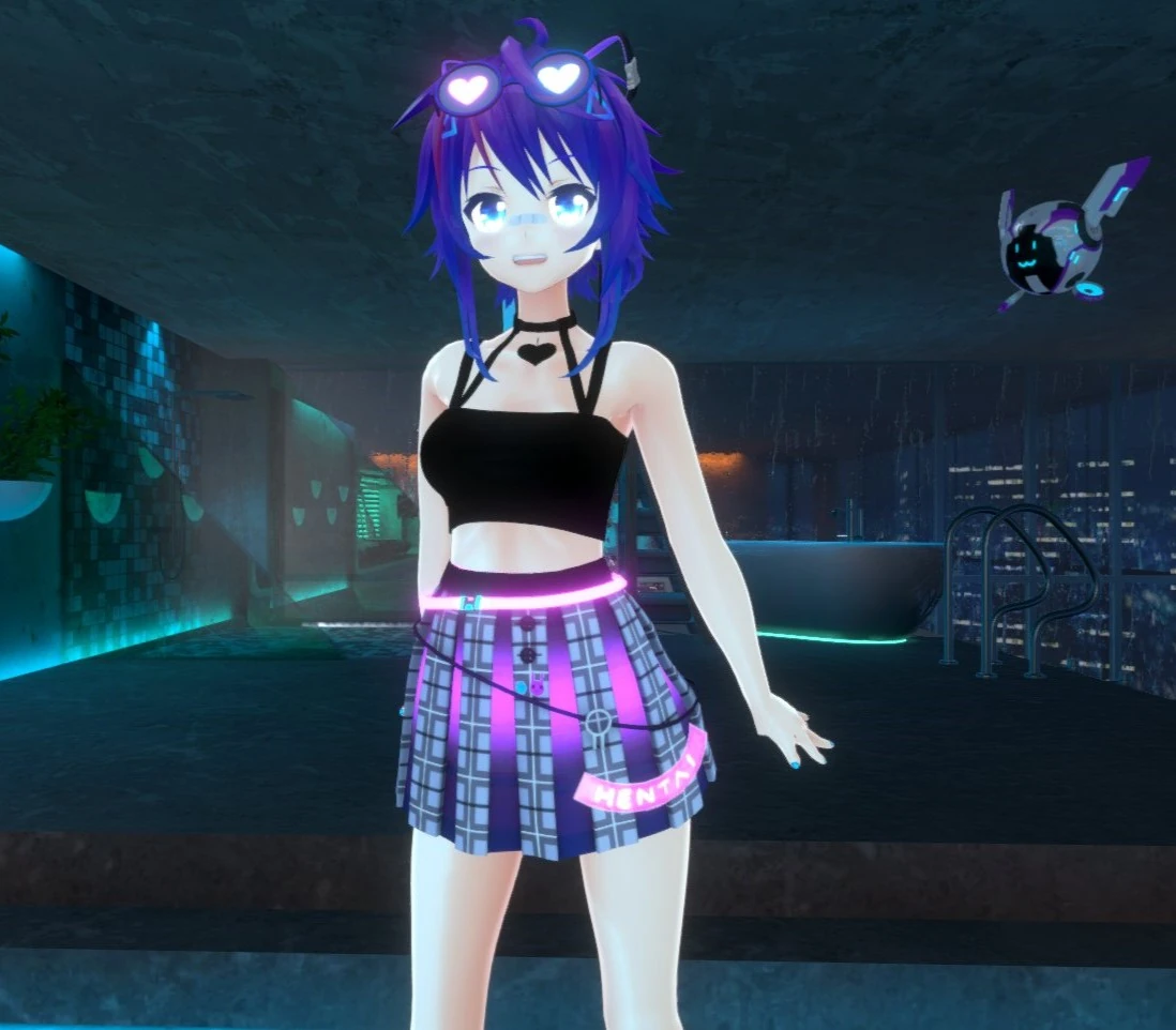 Melody in glow skirt and black top