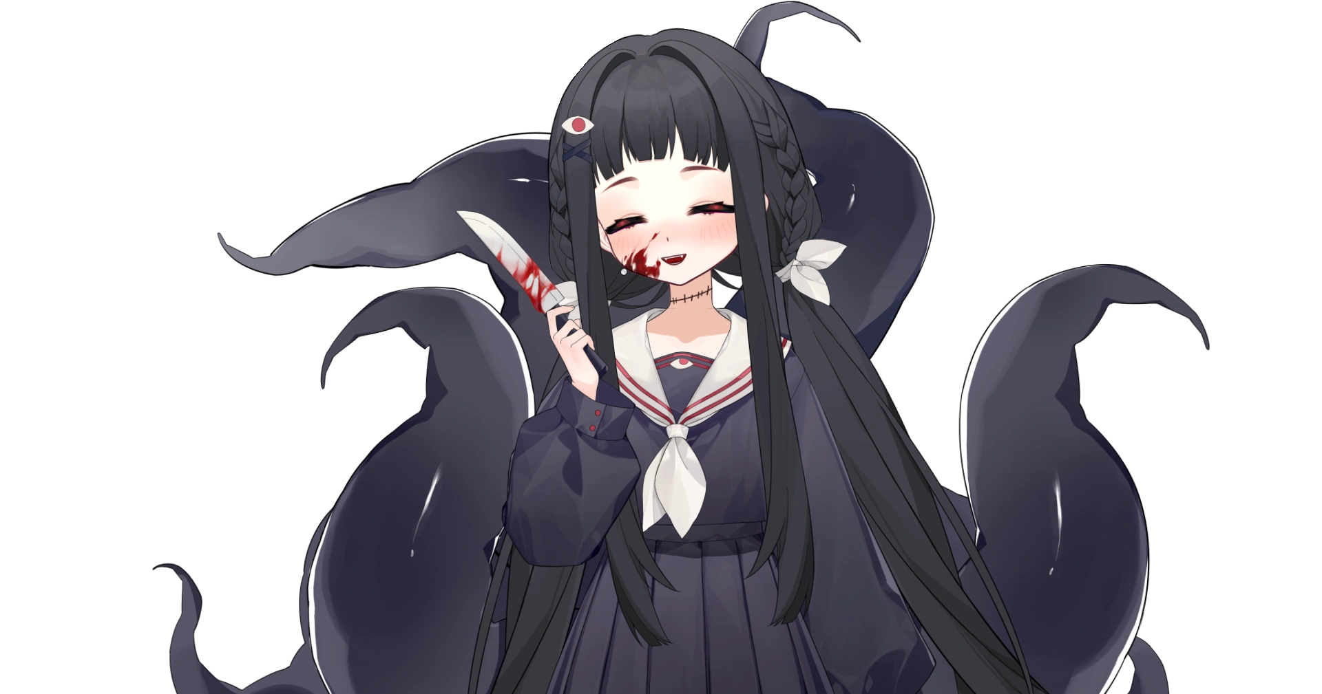 One of Alessia's alternative models, featuring her tentacle monster sidekick. (private creator)