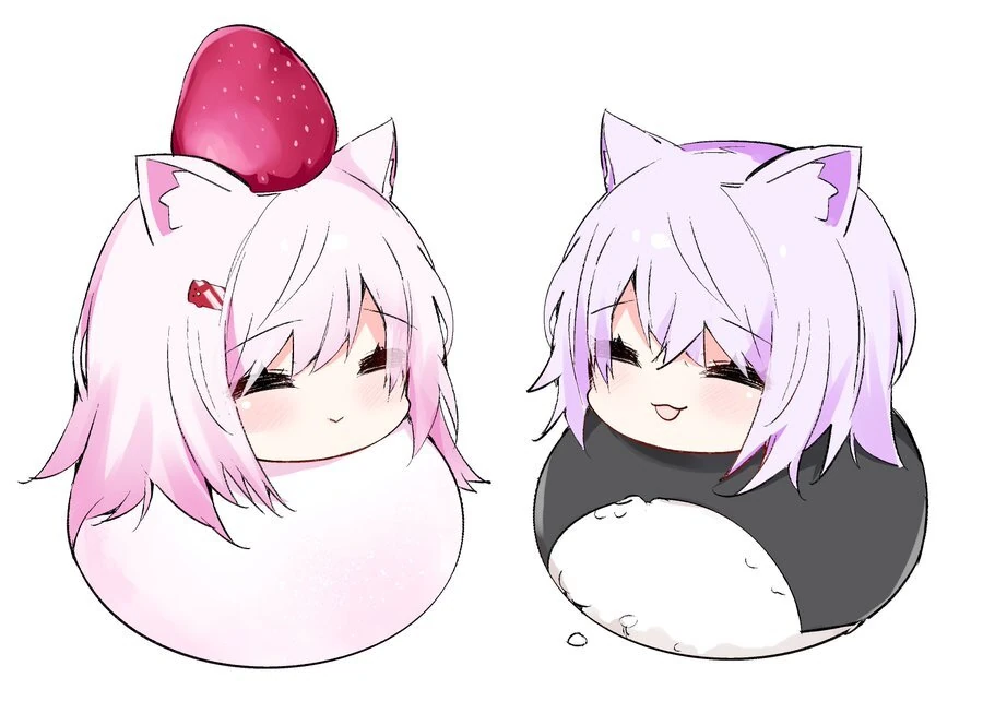 Shiina Yuika and Nekomata Okayu<br>by Kamioka Chirol