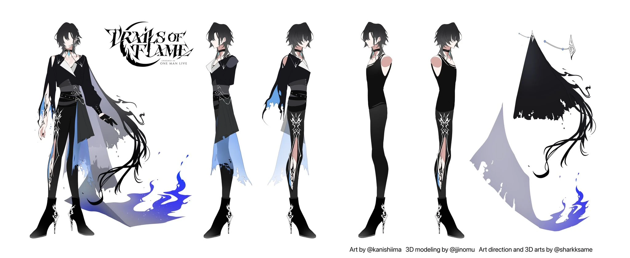 Trails of Flame 3D outfit reference sheet (Kuro ver.)
