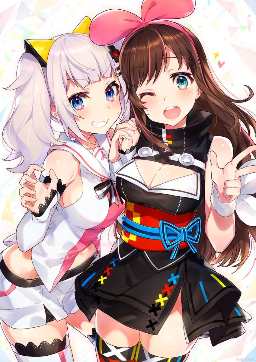 Kaguya Luna and Kizuna Ai by [https://twitter.com/MikaPikaZo/status/1024233859380985856 Mika Pikazo]