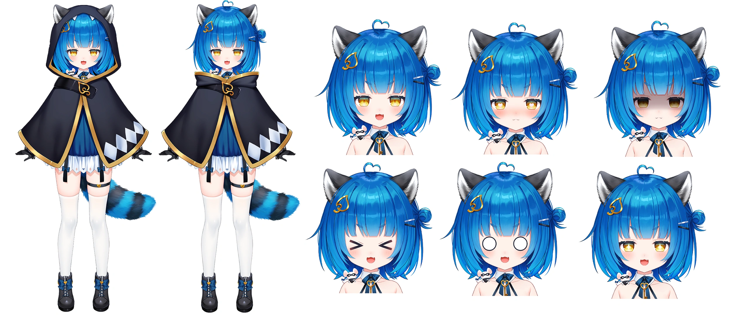 Poko Rakun Reference sheet with expressions