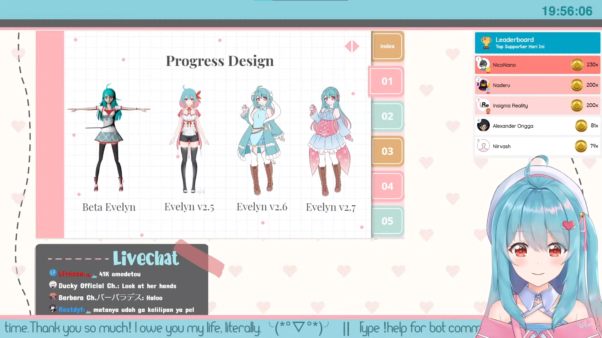 Evelyn's planned designs