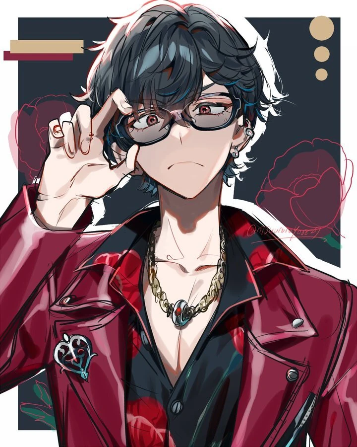 Rider Jacket and Patterned Shirt Outfit Illustration<br>by Ninahachi