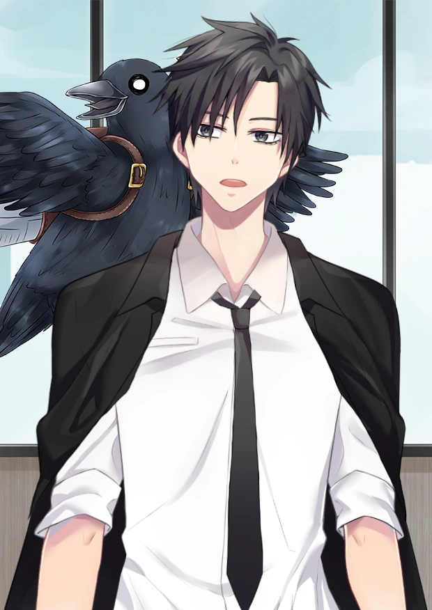 Yuji Ravindra with his raven, Dev.
