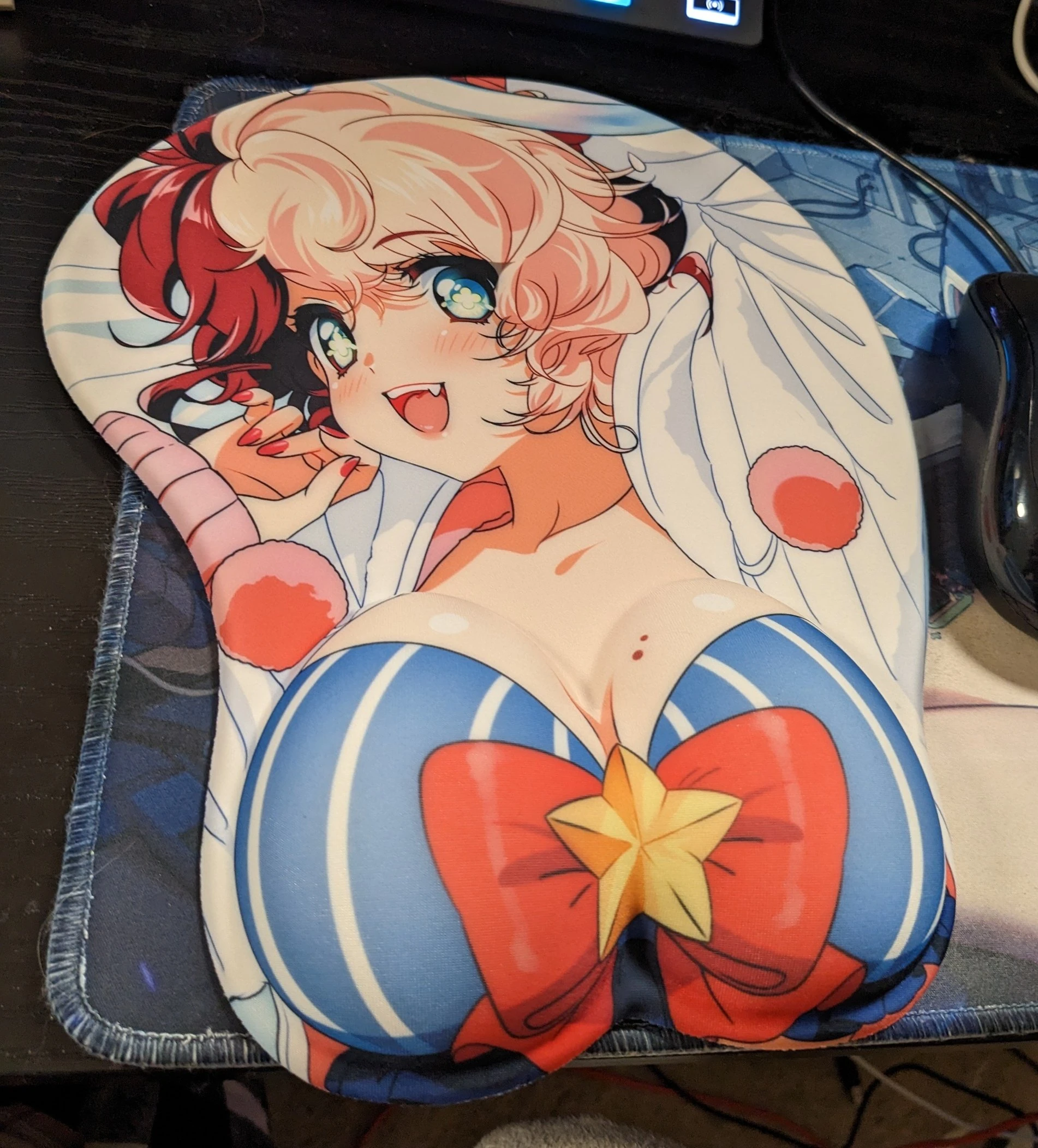 Rainy Mousepad with wrist rest<br>Art by PeechPenku
