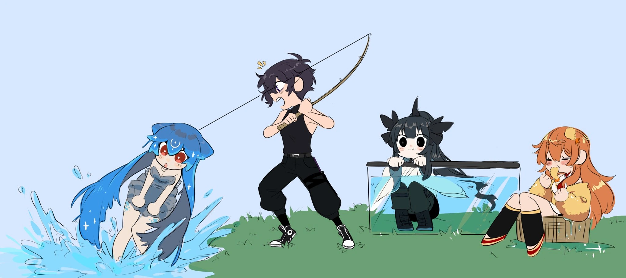 Minecraft art ft. Bao, Shxtou, Artemis, and Nnnoira by Parasiticbun