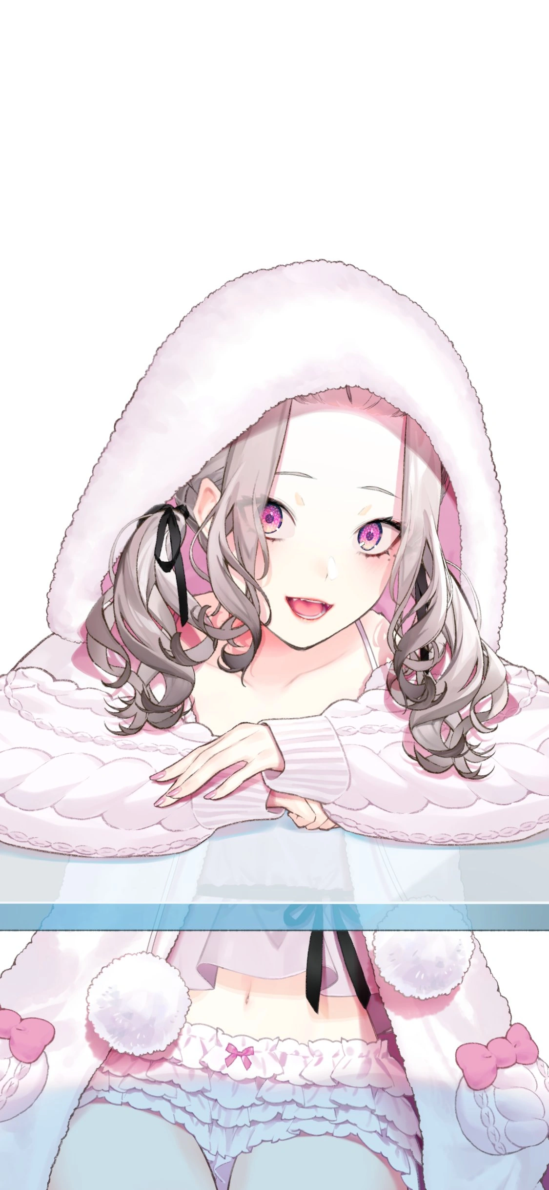 Loungwear With Hood and With Curly Pigtails Hairstyle