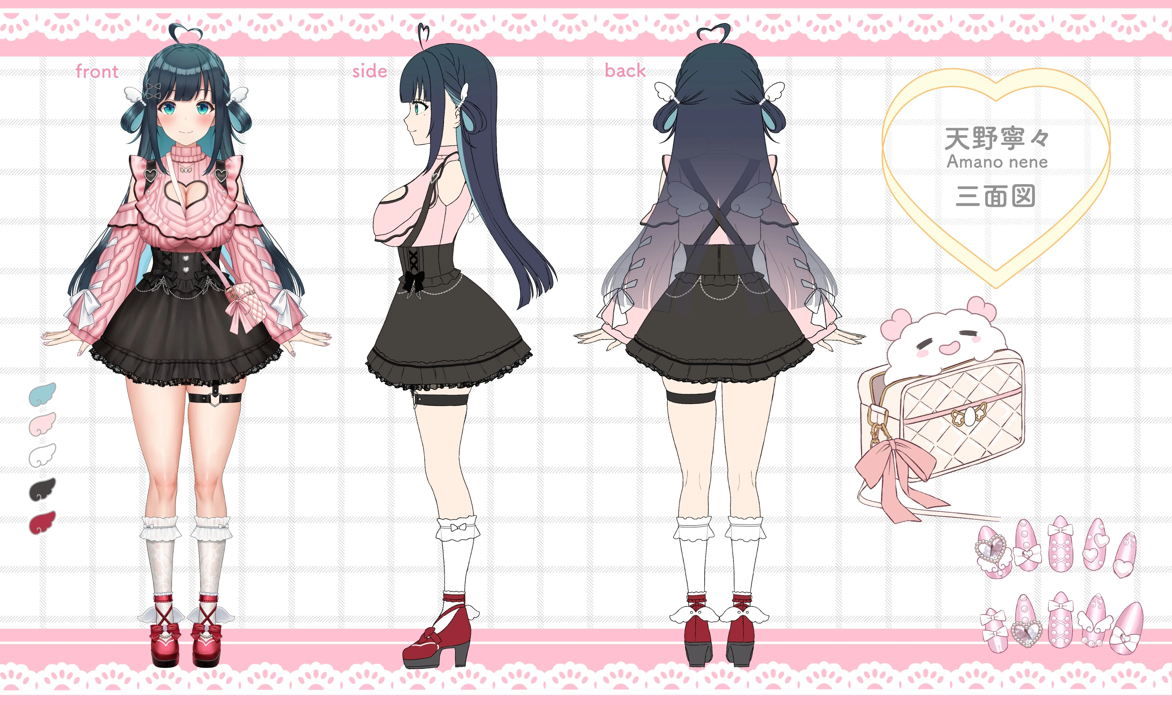 3.0 Jirai Kei sweater outfit (Legacy) reference sheet<br>by Yayoimaka