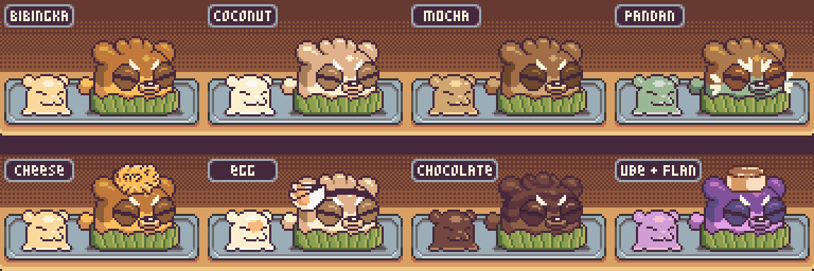 Assorted Bibingkub and Bibatter Flavors and Toppings