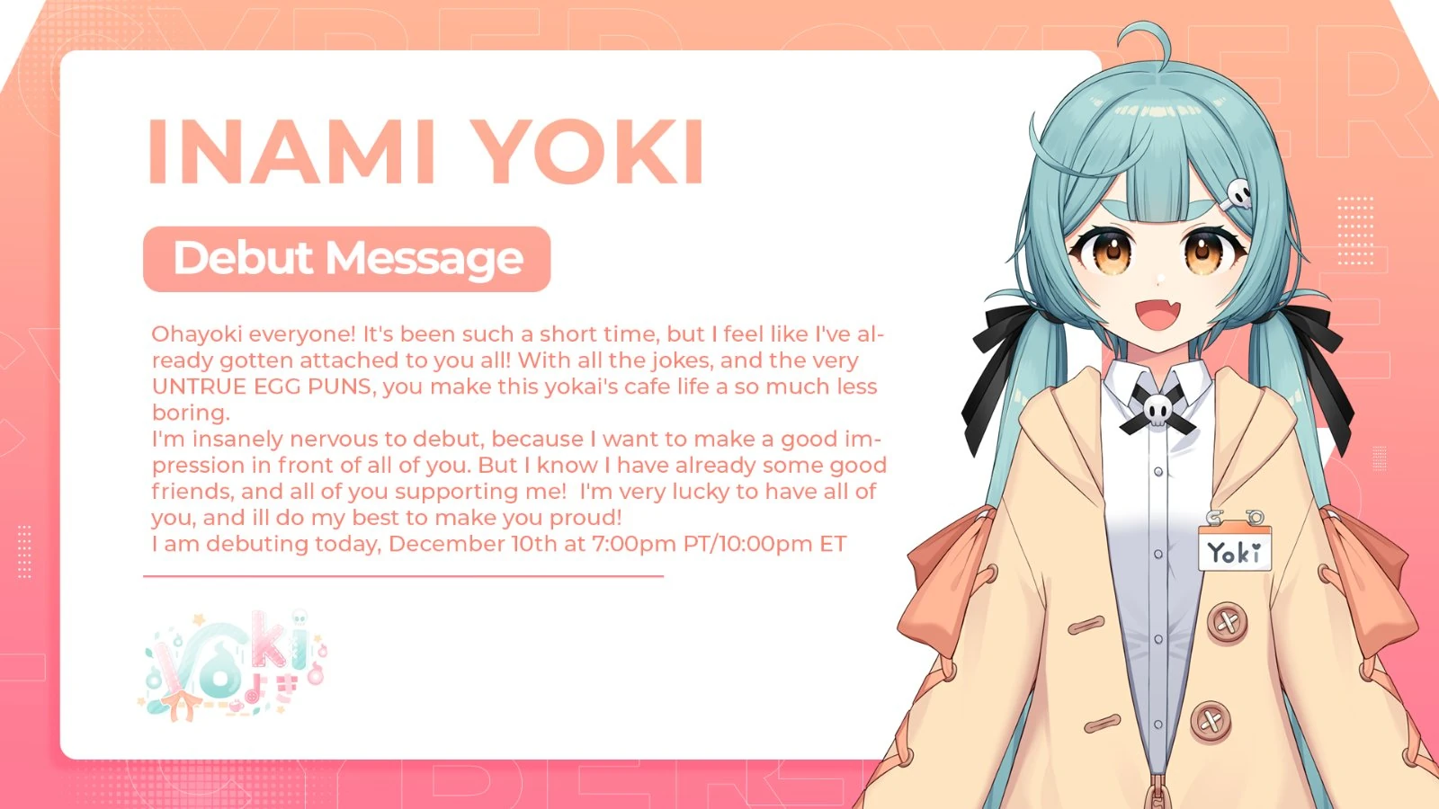 Debut message