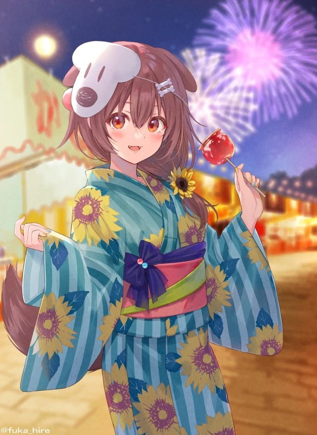 Korone Wearing Yukata Illustration<br>by Fukahire
