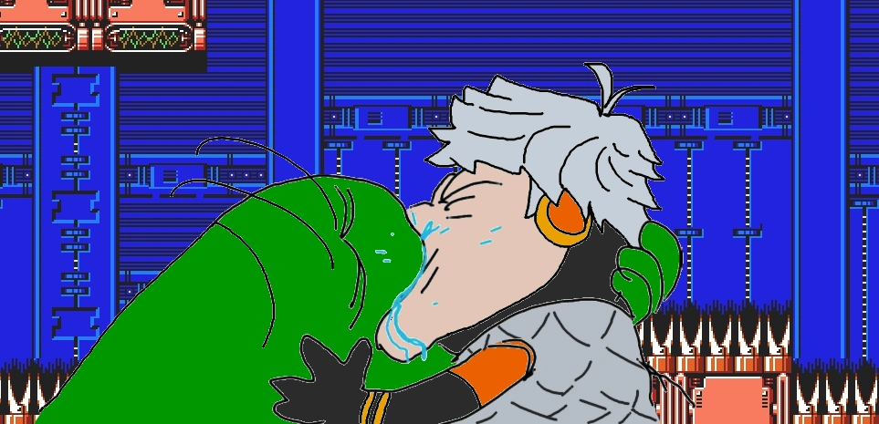 Power Guy and his trusty companion Jerry having a hot passionate kiss