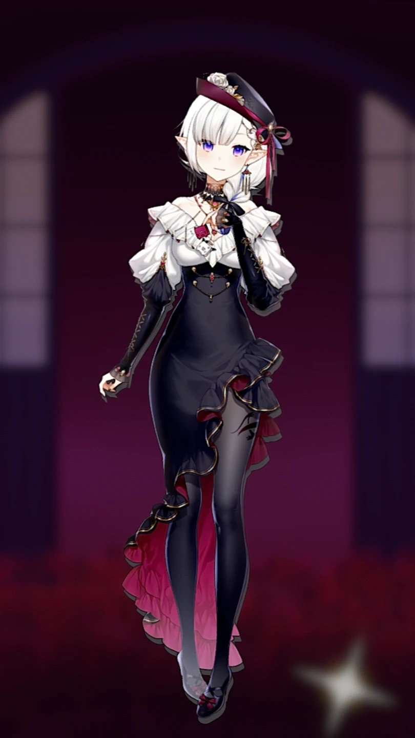 Full Body With Loose Braided Ponytail and Choker, and Without Veil and Shawl