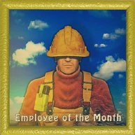 The employee of the month award hanging on a wall.