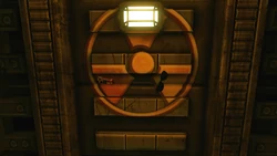 Glasses and gum at the top of the elevator shaft