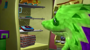 Fergy Fudgehog putting his Piñatameter in his refrigerator.