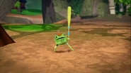 Langston Lickatoad holding a bat.