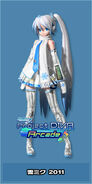 Miku's "Snow Miku 2011" Module for the song "Shiroi Yuki no Princess wa" in -Project DIVA- Arcade