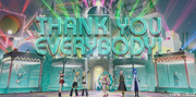Miku, her colleagues, and the band.